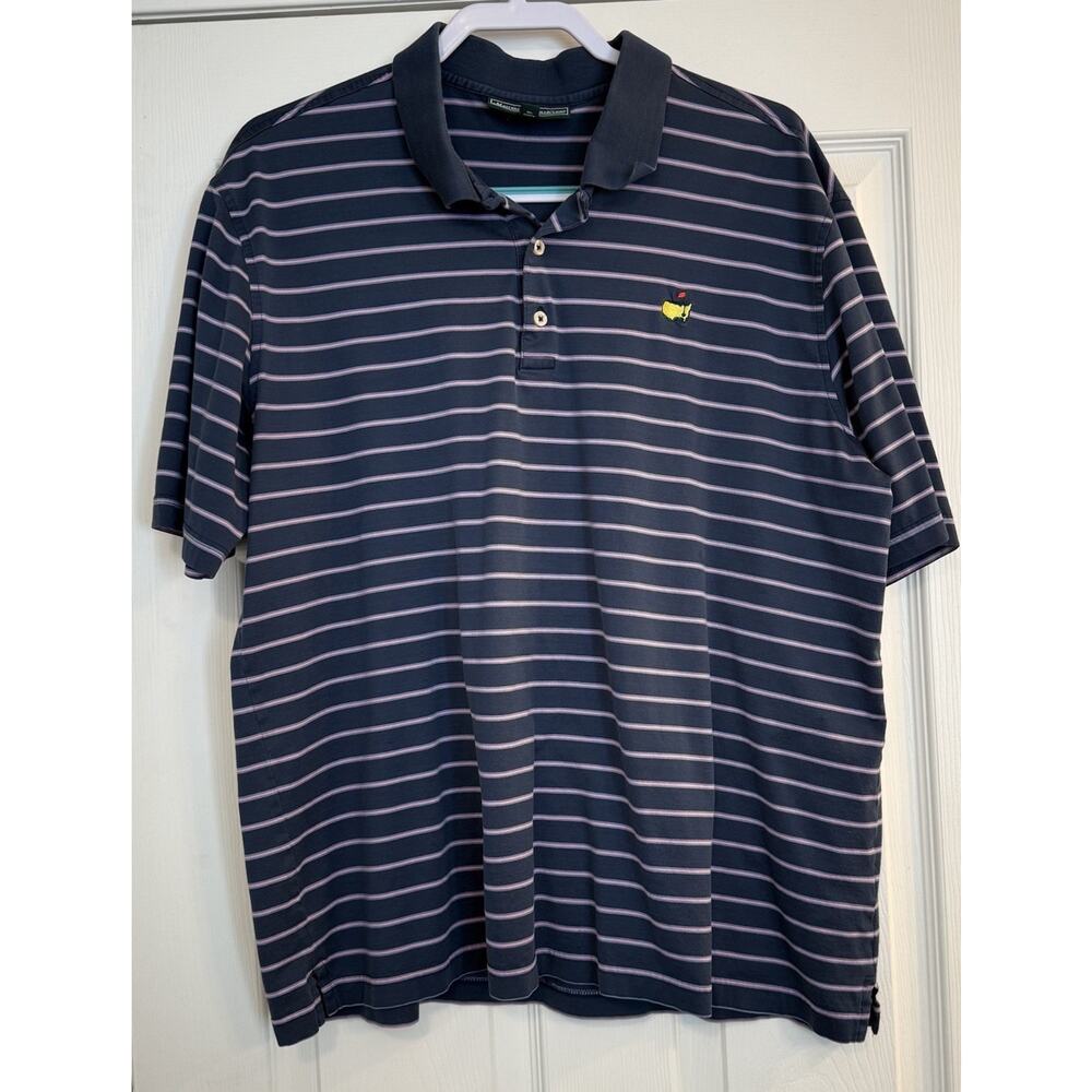 Masters Collection Polo Shirt Mens XL‎ Blue Stripe Cotton Golf Pro Augusta EUC